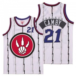 Raptors 21 Marcus Camby White Red Big Logo Retro Jersey