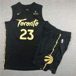 Raptors 23 Fred Vanvleet Black City Edition Nike Swingman Jersey 28With Shorts 29