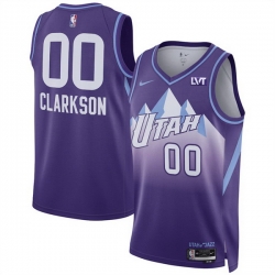 Men Utah Jazz 00 Jordan Clarkson Purple 2024 25 City Edition Stitched Basketball Jersey