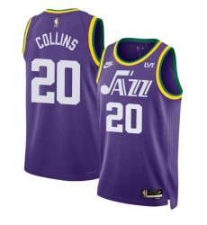 Men Utah Jazz 20 John Collins Purple 2023 Classic Edition Stitched Basketball Jersey