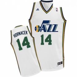 Mens Adidas Utah Jazz 14 Jeff Hornacek Swingman White Home NBA Jersey