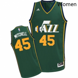 Womens Adidas Utah Jazz 45 Donovan Mitchell Swingman Green Alternate NBA Jersey 