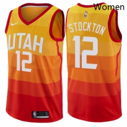 Womens Nike Utah Jazz 12 John Stockton Swingman Orange NBA Jersey City Edition