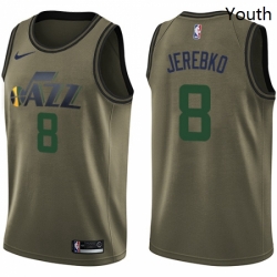 Youth Nike Utah Jazz 8 Jonas Jerebko Swingman Green Salute to Service NBA Jersey 