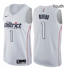 Youth Nike Washington Wizards 1 Austin Rivers Swingman White NBA Jersey City Edition 