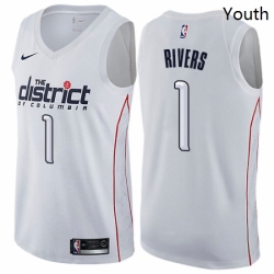 Youth Nike Washington Wizards 1 Austin Rivers Swingman White NBA Jersey City Edition 