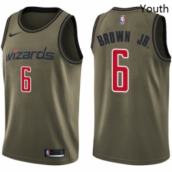 Youth Nike Washington Wizards 6 Troy Brown Jr Swingman Green Salute to Service NBA Jersey 