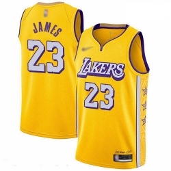 Lakers 23 LeBron James Gold Basketball Swingman City Edition 2019 20 Jersey