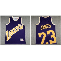 Lakers 23 Lebron James Purple Hardwood Classics Jersey