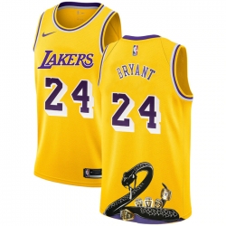 Lakers 24 Kobe Bryant Yellow Nike R I P Swingman Fashion Jersey