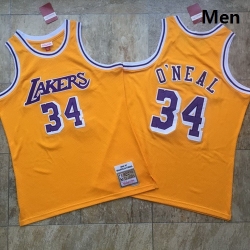 Lakers 34 Shaquille O 27Neal Yellow 1996 97 Hardwood Classics Jersey