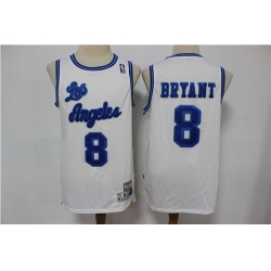 Lakers 8 Kobe Bryant White Hardwood Classics Swingman Jersey