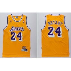 Men Adidas Lakers 24 Kobe Bryant Yellow Throwback NBA Jersey