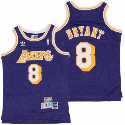 Men Adidas Lakers 8 Kobe Bryant Purple Throwback Stitched NBA Jersey