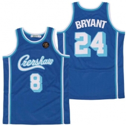 Men Lakers Front 8 Back 24 Kobe Bryant Blue Crenshaw Editon Jersey