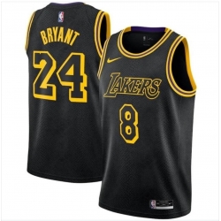 Men Lakers Kobe Bryant  Front 8 Back 24 Double Numbers Mamba Edition Black Stitched NBA Jersey