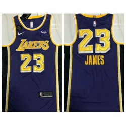 Men Los Angeles Lakers 23 LeBron James Purple With KB Patch NEW 2021 Nike Wish AU Stitched NBA Jersey