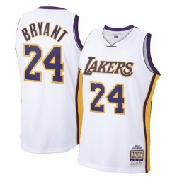 Men Los Angeles Lakers 24 Kobe Bryant White 2009 10 Throwback Basketball Jersey