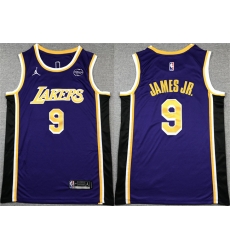 Men Los Angeles Lakers 9 Bronny James Jr  Purple Stitched Basketball JerseyS