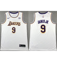 Men Los Angeles Lakers 9 Bronny James Jr  White 2024 Draft Icon Edition Stitched Basketball Jersey