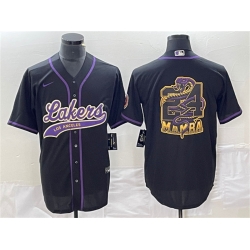 Men Los Angeles Lakers Black 24 Mamba Big Logo Cool Base Stitched Baseball Jersey