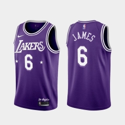 Men Los Angeles Lakers LeBron James #6 Jersey Purple City 2021-22