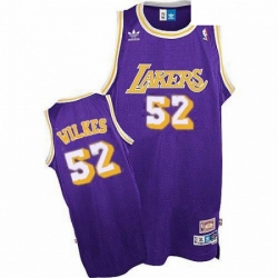 Mens Adidas Los Angeles Lakers 52 Jamaal Wilkes Swingman Purple Throwback NBA Jersey