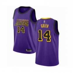 Mens Los Angeles Lakers 14 Danny Green Authentic Purple Basketball Jersey City Edition 