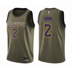 Mens Los Angeles Lakers 2 Quinn Cook Swingman Green Salute to Service Basketball Jersey 