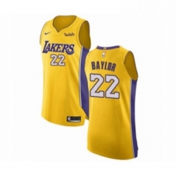 Mens Los Angeles Lakers 22 Elgin Baylor Authentic Gold Home Basketball Jersey Icon Edition