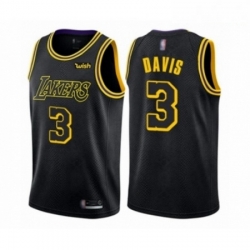 Mens Los Angeles Lakers 3 Anthony Davis Authentic Black City Edition Basketball Jersey 