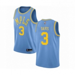 Mens Los Angeles Lakers 3 Anthony Davis Authentic Blue Hardwood Classics Basketball Jersey 