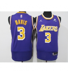 Men's Los Angeles Lakers #3 Anthony Davis Purple 75th Anniversary Stitched Basketball Jersey