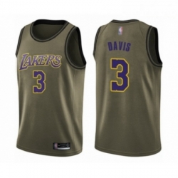 Mens Los Angeles Lakers 3 Anthony Davis Swingman Green Salute to Service Basketball Jersey 