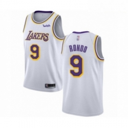 Mens Los Angeles Lakers 9 Rajon Rondo Authentic White Basketball Jersey Association Edition 