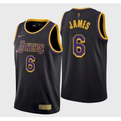 Men's Los Angeles Lakers LeBron James #6 Jersey Black Earned 2021-22