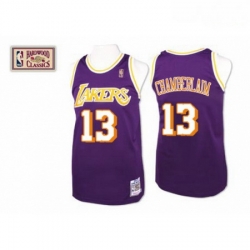 Mens Mitchell and Ness Los Angeles Lakers 13 Wilt Chamberlain Swingman Purple Throwback NBA Jersey