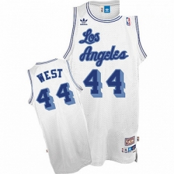 Mens Mitchell and Ness Los Angeles Lakers 44 Jerry West Swingman White Throwback NBA Jersey