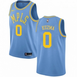 Mens Nike Los Angeles Lakers 0 Kyle Kuzma Authentic Blue Hardwood Classics NBA Jersey 