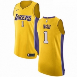 Mens Nike Los Angeles Lakers 1 JaVale McGee Authentic Gold NBA Jersey Icon Edition 