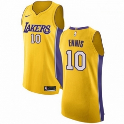 Mens Nike Los Angeles Lakers 10 Tyler Ennis Authentic Gold Home NBA Jersey Icon Edition