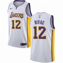 Mens Nike Los Angeles Lakers 12 Vlade Divac Swingman White NBA Jersey Association Edition