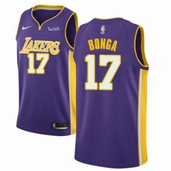 Mens Nike Los Angeles Lakers 17 Isaac Bonga Swingman Purple NBA Jersey Statement Edition 