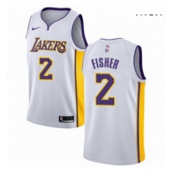 Mens Nike Los Angeles Lakers 2 Derek Fisher Swingman White NBA Jersey Association Edition 