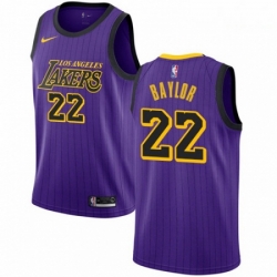 Mens Nike Los Angeles Lakers 22 Elgin Baylor Swingman Purple NBA Jersey City Edition