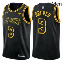 Mens Nike Los Angeles Lakers 3 Corey Brewer Authentic Black City Edition NBA Jersey 