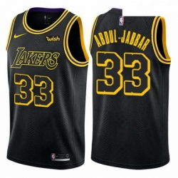 Mens Nike Los Angeles Lakers 33 Kareem Abdul Jabbar Authentic Black City Edition NBA Jersey