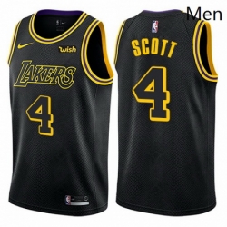 Mens Nike Los Angeles Lakers 4 Byron Scott Swingman Black City Edition NBA Jersey