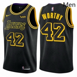 Mens Nike Los Angeles Lakers 42 James Worthy Authentic Black City Edition NBA Jersey