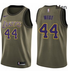 Mens Nike Los Angeles Lakers 44 Jerry West Swingman Green Salute to Service NBA Jersey